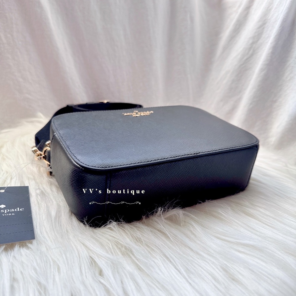 NWT Kate Spade Madison Saffiano Leather Mini Camera Crossbody Bag Black KC584 - Picture 3 of 9